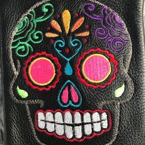 Day of the Dead Leather Wristlet